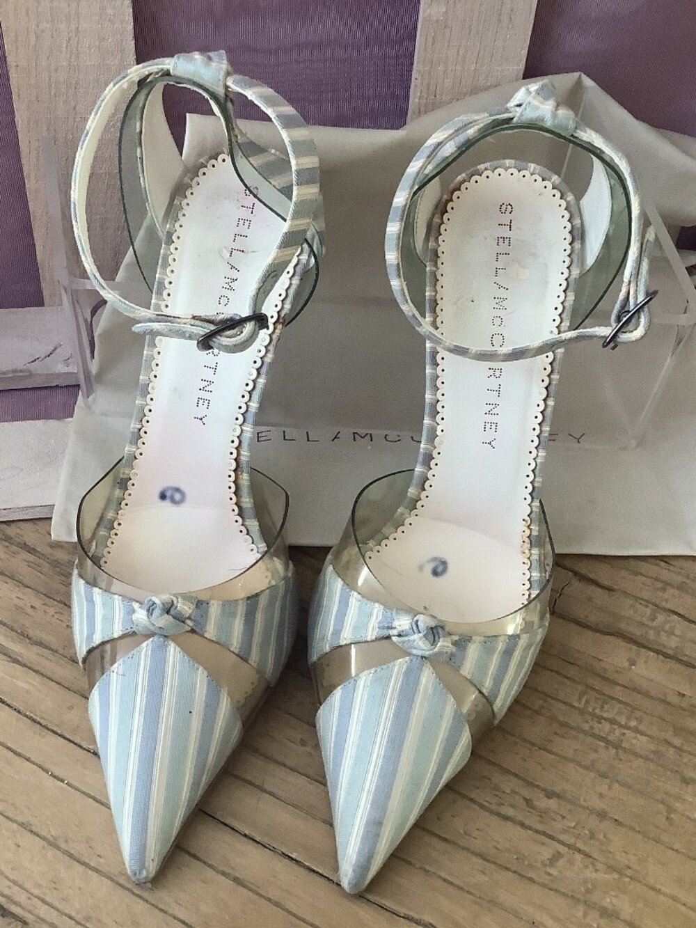 Stella McCartney Striped Heels with Ankle Strap Size 36 (US6)